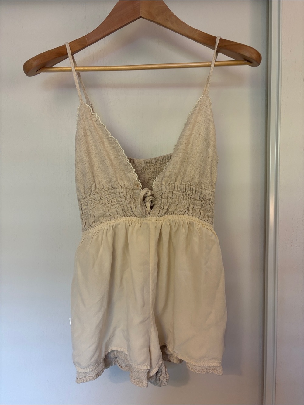 Princess Polly Colleen Romper Size XL Cream Boho Chic Cowgirl Linen Concert - Picture 12 of 13
